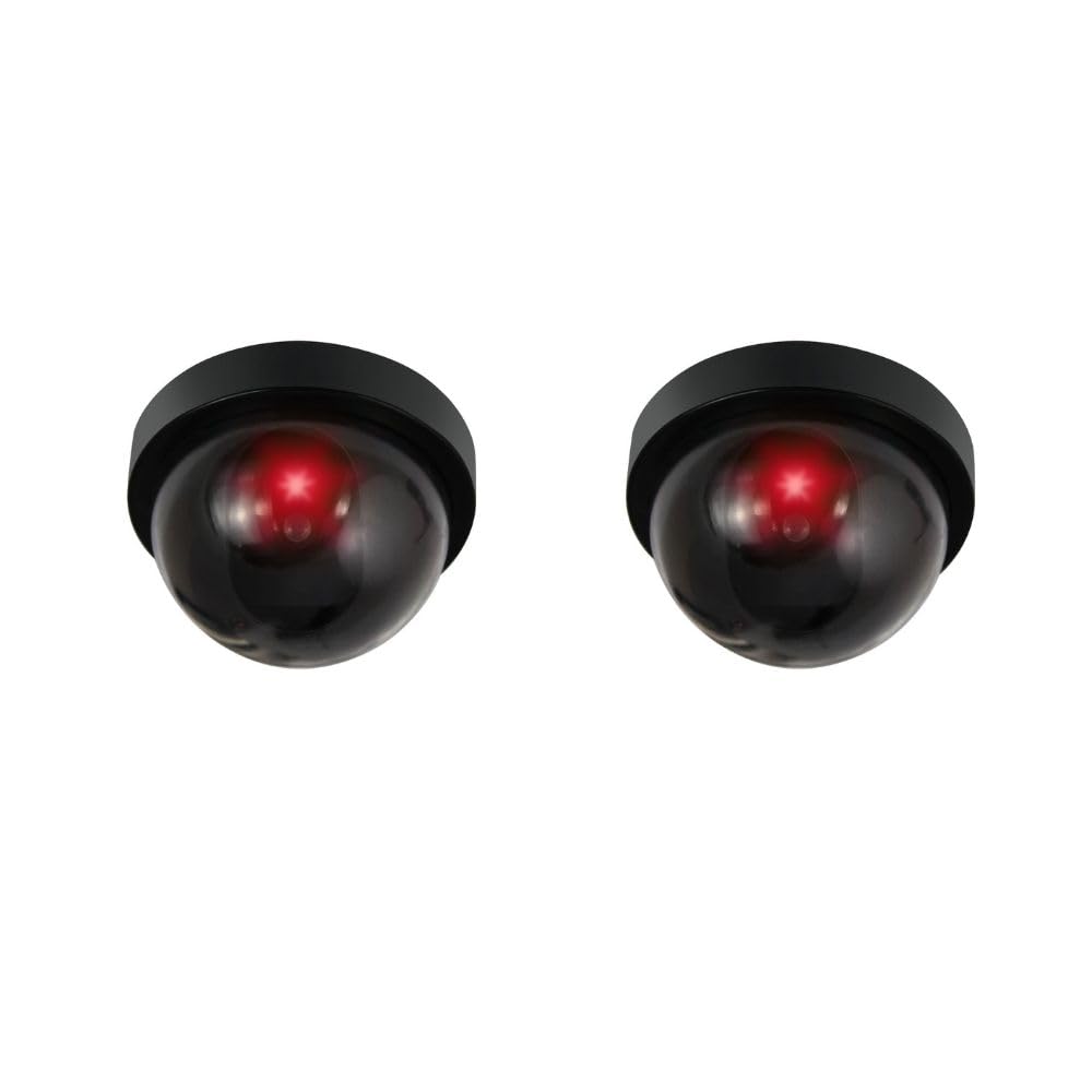 Telecamera Finta di Sicurezza Dome con LED Rosso Lampeggiante – Dummy Camera Realistica da Interno ed Esterno, Dissuasore Antifurto per Casa, Negozio e Ufficio (1)