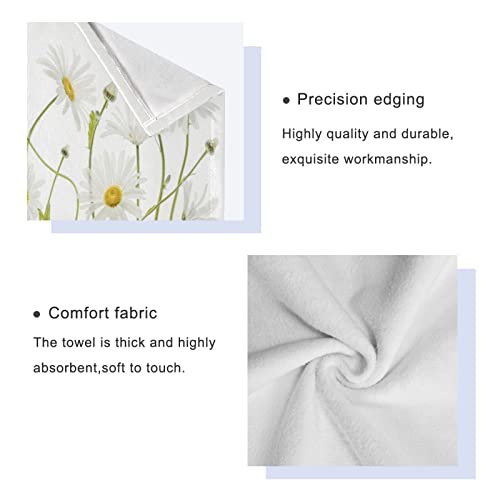 Hatesah Bath Towels Set Rustic White Daisy Summer Flowers Nature Floral Luxury Towels Soft Absorbent 3 Piece Bathroom Towels Set,1 Bath Towel,1 Hand Towel,1 Washcloth,Decorative Towels For Spa,Gym #TOP3