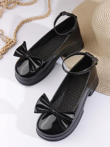 Image of SilverArrow womens Zenvique Stylish Bow Heel Sandals | Comfortable Mary Jane Dress Shoes for Women | Platform Heel Footwear