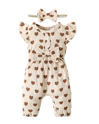 Image of Mioglrie Newborn Baby Girl Clothes One Piece Jumpsuits Clothes Short Sleeve Rompers Summer Clothes for Baby