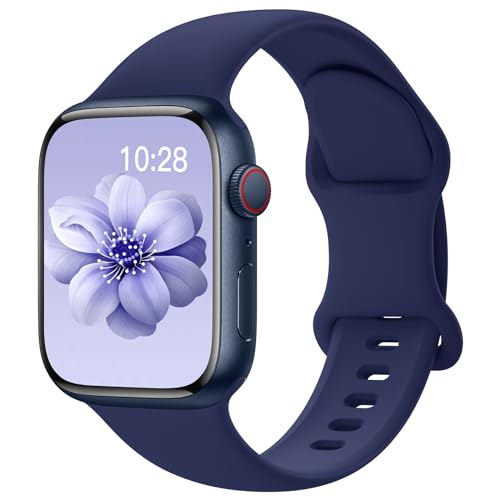 Image of Sport Silicone Band Compatible with Apple Watch Bands 40mm 38mm 41mm 44mm 45mm 42mm 49mm Women Men,Soft Wristband Waterproof Replacement Sport Strap for iWatch Bands Series 9 8 7 6 5 4 3 2 1 SE Ultra