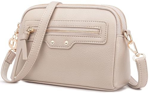 Faneam Bolso de Bandolera Mujer Pequeño de Cuero PU, Bolso de Hombro con Correa Ajustable, 6 Compartimentos con Cremallera, Bolso Pequeño Moderno para Trabajo, Viajar, Todos los días (Beige) Faneam Bolso de Bandolera Mujer Pequeño de Cuero PU, Bolso de Hombro con Correa Ajustable, 6 Compartimentos con Cremallera, Bolso Pequeño Moderno para Trabajo, Viajar, Todos los días (Beige)