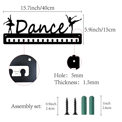 CREATCABIN Medal Holder Dance Dancer Medals Hanger Display Stand Wall Rack Mount Hanger Decor Black Sturdy Holders for Runners Home Badge Storage Medalist Hanging Over 15