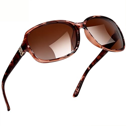 Image of SIPHEW Polarized Sunglasses for Women | Vintage Square Sunglasses w UV400 Protection | Womens Wraparound Shade