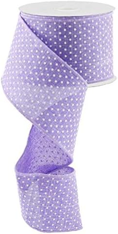 Lavender Purple White Raised Swiss Polka Dots Wired Ribbon (2.5 Inches x 50 Yards)