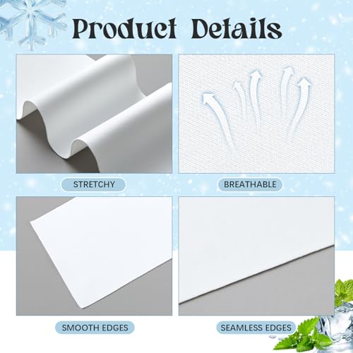 Toulite Cool Ice Silk Bra Liners for Sweat 10 Pcs 3 Layer Medium Washable Rectangle Cool Ice Silk Under Breasts Pads for Women Absorb Sweating, 18 x 3 Inches White for Summer4