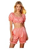 Donna Sleepwear Conjunto Pigiama Seta Satinate Abbigliamento Yk Rosa 3XL