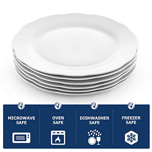 Y Yhy Ceramic Dinner Plates, 10 Inch Porcelain Plates For Christmas Dinner, Serving Dish Set Of 6, Modern Off-White Plates For Kitchen, Microwave & Dishwasher Safe, Scratch Resistant #TOP5