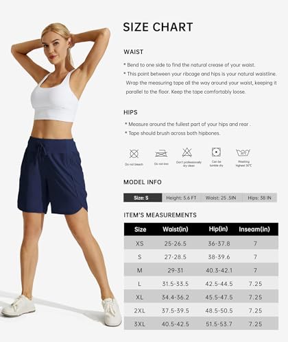 Image of Willit Women's 7 inch Athletic Running Shorts Long Workout Hiking Shorts Quick Dry High Waisted Active Zipper Pocket