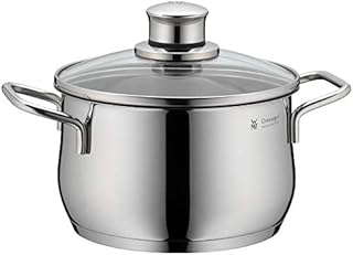 WMF Diadem Plus Garnek do Gotowania Mięsa, 16 cm Wysokości, Garnek Indukcyjny 2,0 L, Szklana Pokrywka, Polerowana Stal Nierdzewna Cromargan, Bez Powłoki