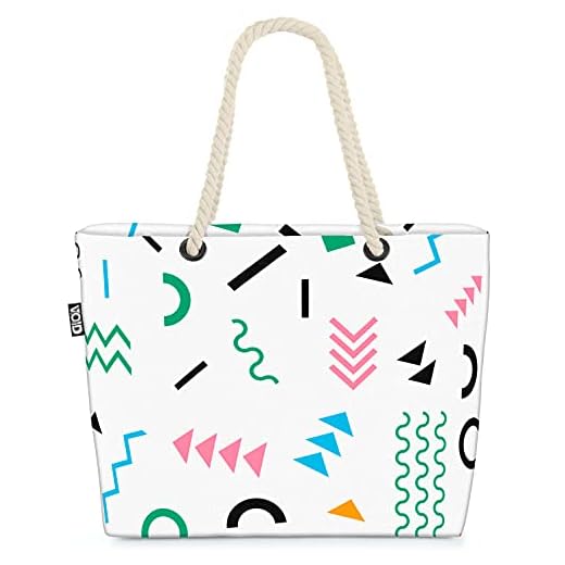 VOID Retro vintage mönster 80s 90s svart strandväska shopper 58 x 38 x 16 cm 23L XXL shoppingväska väska väska resväska strandväska