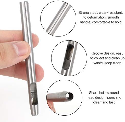 Huayue 15 PCS Leather Hole Punch Set, Steel Gasket Hole Punch Cutter Round Hollow Punch Leather Craft Punch Working Tool for Watch Strap Canvas Belt Paper Plastics, 0.5mm-6mm