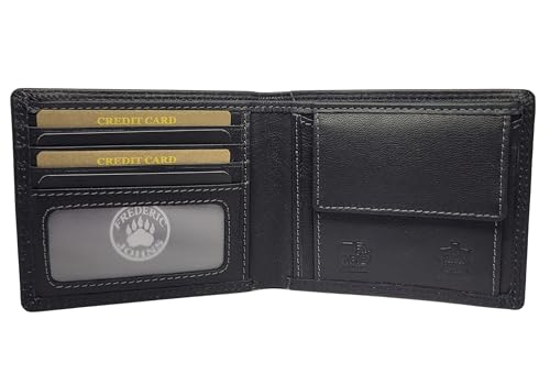 Frédéric&Johns ® - Portefeuille Homme Cuir Vintage RFID - Modèle Earth en Cuir Véritable (Noir)