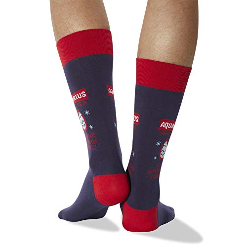 Hot Sox Mens Aquarius Zodiac Crew Socks, Mens Shoe Size 6-12.5, Navy3