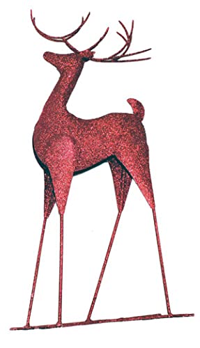Worth Imports 20" Red Metal Standing Reindeer, Multicolor