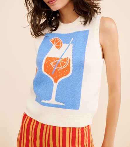 Women Y2K Graphic Sweater Vest Lobster Knit Ribbed Tank Top Cute Sleeveless Pullover Sweater Top Streetwear2