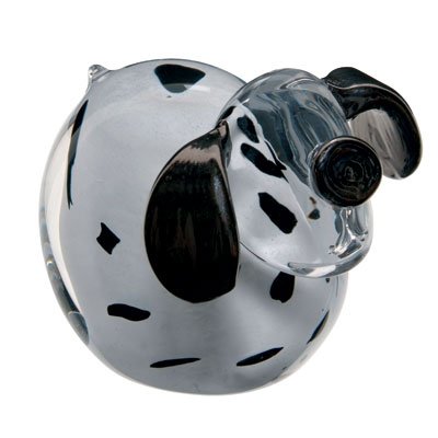 Caithness Glass U11059 Piece Crystal Sarah P Art Glass Spot Pooches Paperweight, Black/ Clear/ White