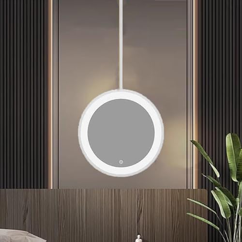 Miroir suspendu rond LED 70cm blanc double face avec éclairage pour vanité - 2