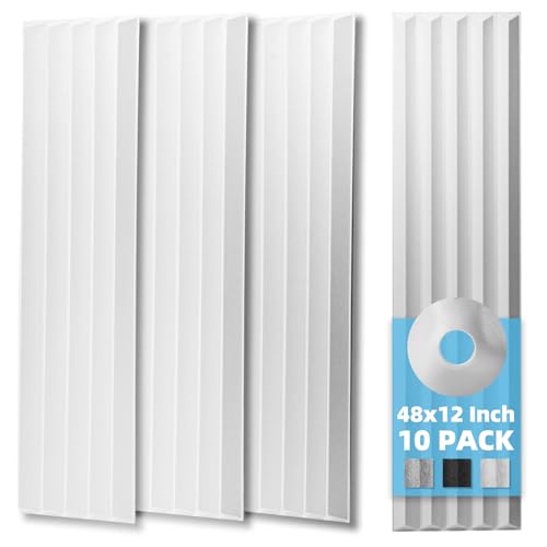 Image of Art3d 10-Pack High-Density Acoustic Panel with Acrylic Tape, White