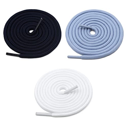 GRAH SANGRAH® Unisex Shoes laces for Sport, Running Casual Gym Shoelaces (1 Pair per single color) (120 Cm, 3 Pairs, Navy-Sky-White)