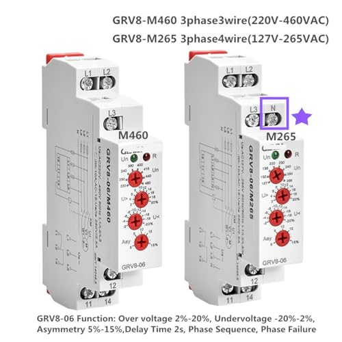 Relais de protection de tension triphasé KmoNo GRV8-08 M460 3Phase3Wire à défaillance de phase 1 pièce - 5