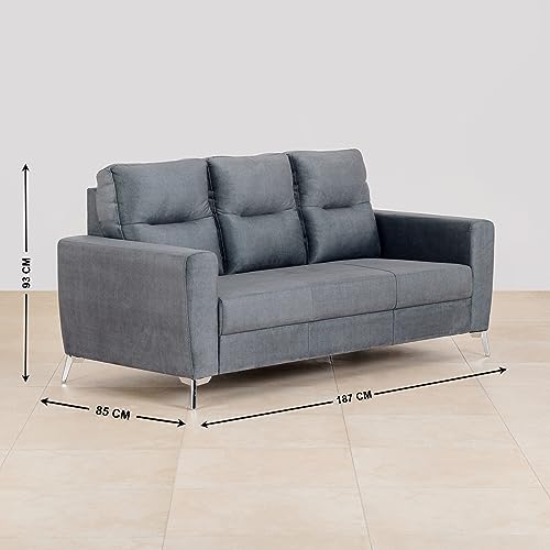Image of Home Centre | Helios Vive | 5 Seater | Fabric|Solid Wood | Sofa Sets | Grey | Sofa Set 3+1+1 | 1 Year Warranty