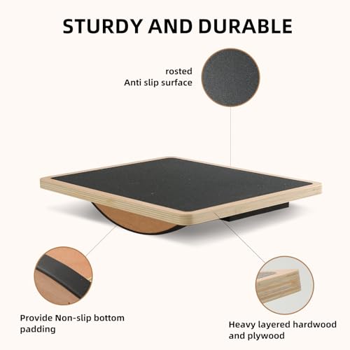 Dikumi Balance Board Wobble Board for Adults and Kids - Anti-Slip 350LBS Balance Board for Physical Therapy,Balance Training,Posture Correction,Standing Desk Core Strength Wooden Balance Rocker Board