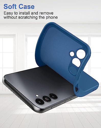 Image of DIZORO Microfiber Candy Case Compatible for Samsung A14 5G Smooth Touch Cushion Liquid Soft Silicone Gel Rubber Phone Cases Non-Slip Full Body Protective Shockproof Back Cover (Blue)