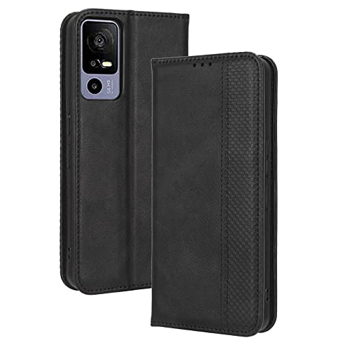HAOYE Cover In Pelle Portafoglio Per TCL 406/405 - Custodia Con Slot Carte E Supporto - Nero