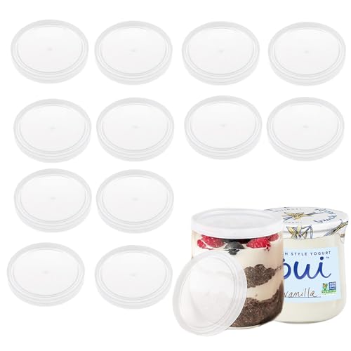 Couvercle Pour Pot de Yaourt Compatiable avec Yogourt OUI,La Fermiere - 67mm,LOT 12 Capuchon Bouchon de Yaourt Pot Alimentaire