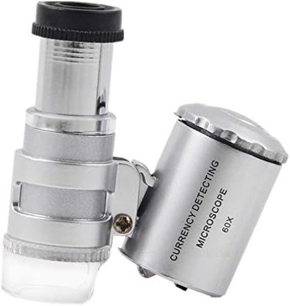 Mini Illuminated Microscope Loop Magnifiers, 60X Pocket Portable Jewelers Loupe Magnifying Glass with LED UV Light jewlers Magnification Loop for Jewelry,Diamonds,Coins, Stamps, Antiques