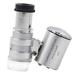 Mini Illuminated Microscope Loop Magnifiers, 60X Pocket Portable Jewelers Loupe Magnifying Glass wit