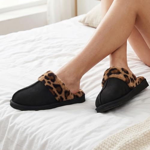 Image of OOW Fuzzy Slippers for Women Cozy Faux Fur House Shoes Memory Foam Slippers | Winter, Warm Slippers, Indoor and Outdoor