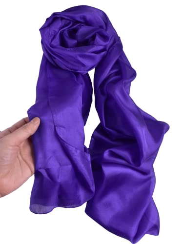 Jane Pearl 100% Chiffon Silk Women Light Weight Soft Long Scarf Shawl Covers Solid Shaded Colors