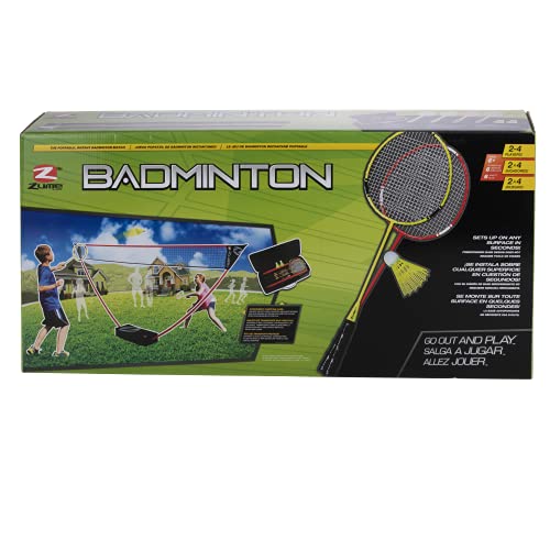 Zume Games Portable Badminton Set with Freestanding Base - Sets Up on Any Surface in Seconds - No Tools or Stakes Required