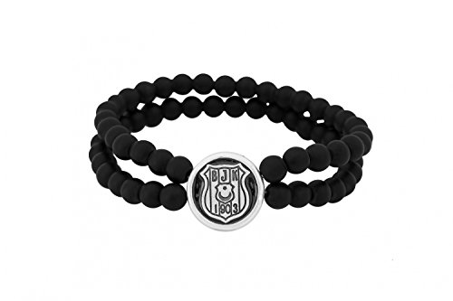 Preisvergleich Produktbild Gök-Türk Stretcharmband Besiktas BJK für Fußballfans - Schwarze Perlen