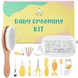 Soft Guru Kit de cuidado de la salud y aseo del bebé | Set de regalo esencial para recién nacidos | Incluye termómetro, cepillo suave y artículos de registro de cesta de baby shower.