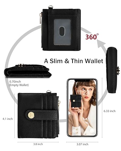 Image of Keychain Wallet Wristlet for Women,RFID Small Wallet | Wallet Wristlet with Zipper Coin Pocket,Vegan Leather Card Wallets for Women, 2 ID Window,Gift