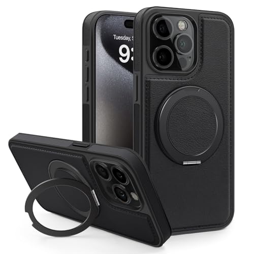 Étui iPhone 14 Plus magnétique antichoc housse cuir béquille support