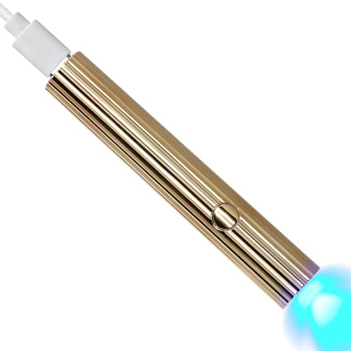 Quystetes Mini secador de uñas LED UV de 3 W, portátil, lámpara de secado rápido de uñas, recargable por USB, mini linterna, fácil de usar, color dorado