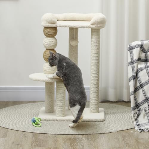 PawHut Arbre à Chat avec Plateforme 48,5x40x76 cm Beige – vue 6