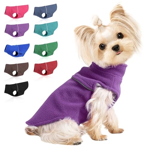 Image of Dog Clothes for Small Dogs Fleece Vest Dog Sweater Boy Girl, Warm Pullover Fleece Doggie Jacket, Winter Pet Ourfit Chihuahua Sweater - Yorkie Clothes (Purple, X-Small)