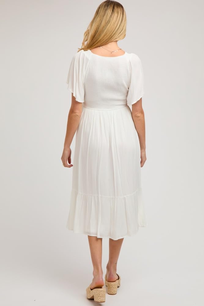 PinkBlush Floral Smocked Ruffle Maternity Dress