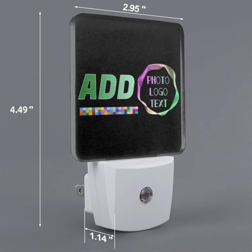 Image of Photo Custom Pictures Text Logo LED Plug-in Night Lamp 2 Piece Set for Bedroom