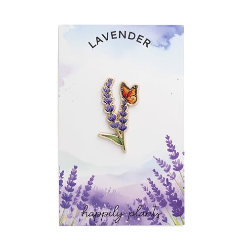 Lavender Pin & Butterfly Flower Pin, Floral Insect Art, Nature Lover Gift, Botanical Accessory, Purple Flower Lapel2