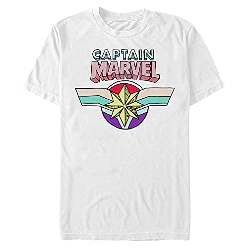 Marvel Logo Captain T-Shirt Homme en coton col rond noir