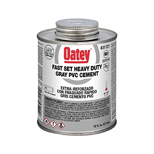 Oatey 31121 Fast-Set Heavy Duty Solvent Cement, 32 Oz, Can, Gray, Liquid, 16 oz, 16 Ounce