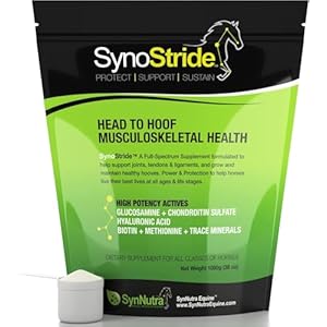 SynoStride All Natural, All-in-one, Joint Health Supplement for Horses, Powder with Glucosamine, Chondroitin, Hyaluronic Acid, Biotin, Methionine, Trace Minerals, Made in USA (1080 Grams)