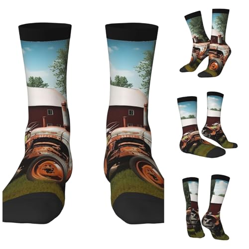 LZQPOEAS Company Farm Tractor Athletic Socks Unisex Cushioned Crew Socks Hiking Running Calf Sock Soft Above Ankle Sock