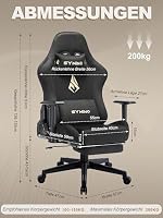 Symino Gaming Stuhl, Atmungsaktiver Bürostuhl aus Wildlederimitat Stoff – Ansicht 3